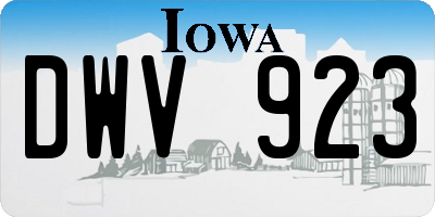 IA license plate DWV923