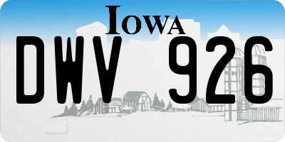 IA license plate DWV926