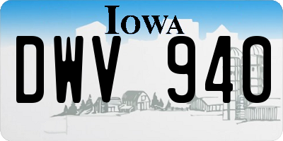 IA license plate DWV940