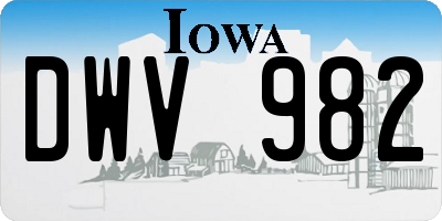 IA license plate DWV982