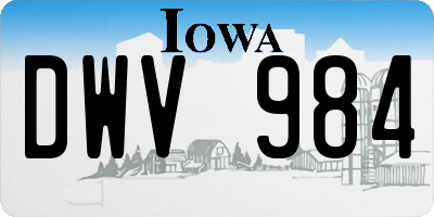 IA license plate DWV984