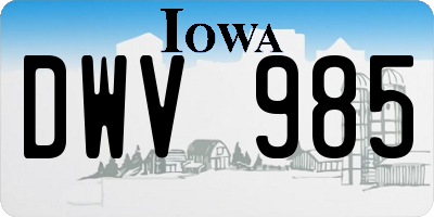 IA license plate DWV985
