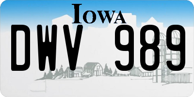 IA license plate DWV989
