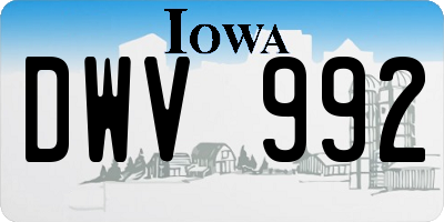 IA license plate DWV992