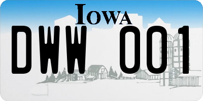 IA license plate DWW001