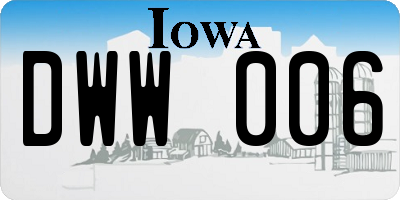 IA license plate DWW006