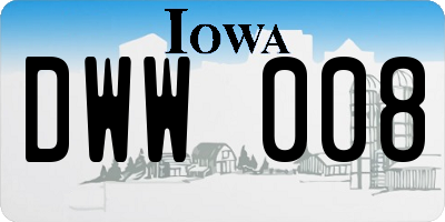 IA license plate DWW008