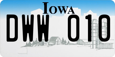 IA license plate DWW010