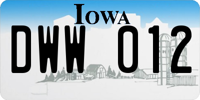 IA license plate DWW012