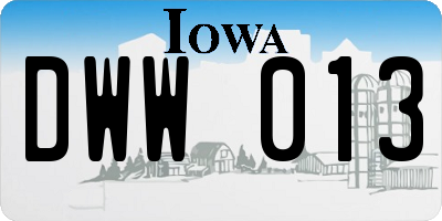 IA license plate DWW013