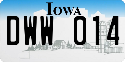 IA license plate DWW014
