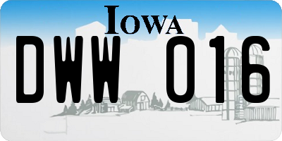 IA license plate DWW016