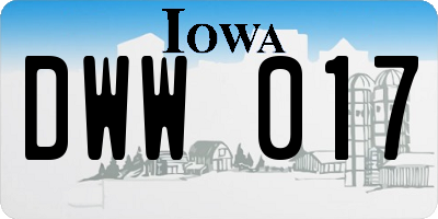 IA license plate DWW017