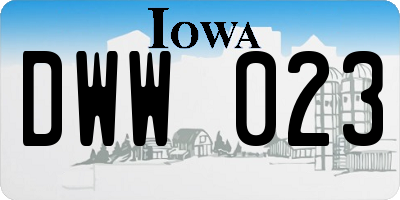 IA license plate DWW023