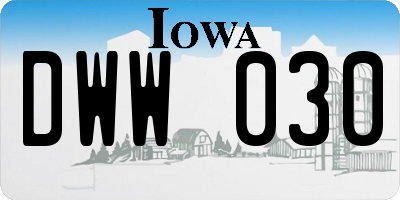 IA license plate DWW030