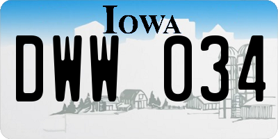 IA license plate DWW034