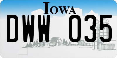 IA license plate DWW035