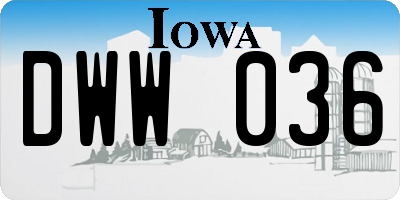 IA license plate DWW036