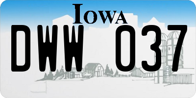 IA license plate DWW037