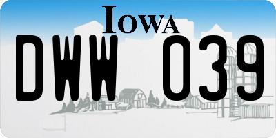 IA license plate DWW039
