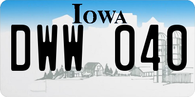 IA license plate DWW040
