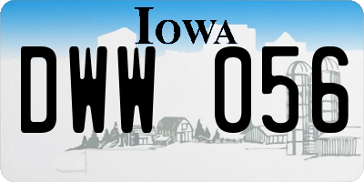 IA license plate DWW056