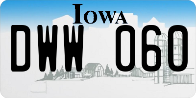 IA license plate DWW060
