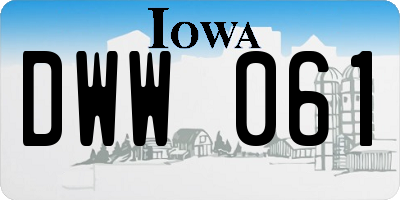IA license plate DWW061