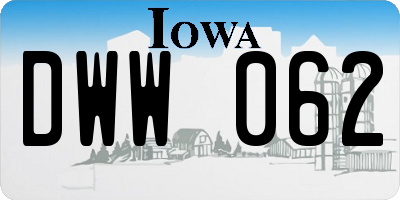 IA license plate DWW062