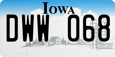 IA license plate DWW068