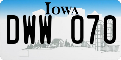 IA license plate DWW070