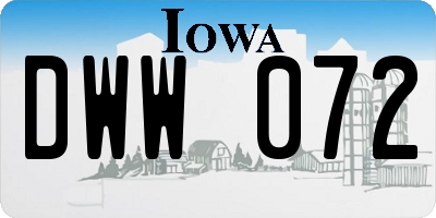 IA license plate DWW072