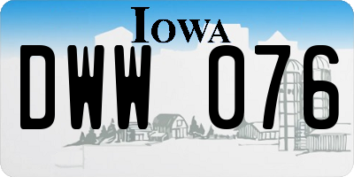 IA license plate DWW076