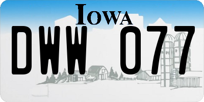 IA license plate DWW077