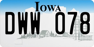 IA license plate DWW078