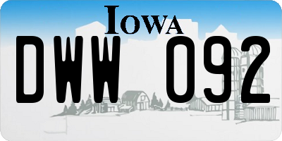IA license plate DWW092