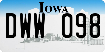 IA license plate DWW098