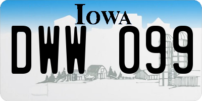 IA license plate DWW099