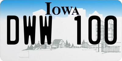 IA license plate DWW100