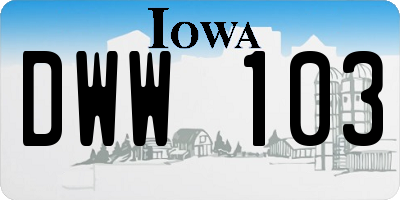 IA license plate DWW103