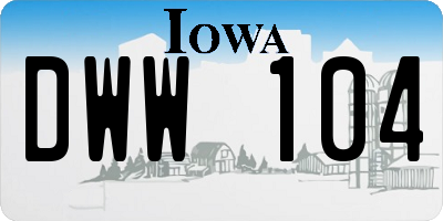 IA license plate DWW104