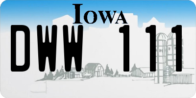 IA license plate DWW111