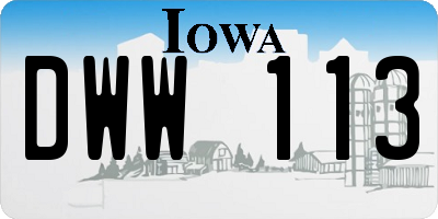 IA license plate DWW113