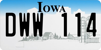 IA license plate DWW114