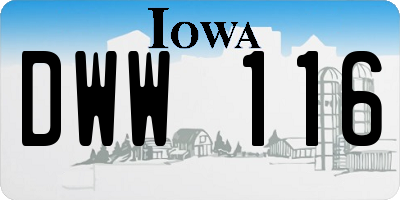 IA license plate DWW116