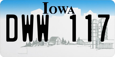 IA license plate DWW117