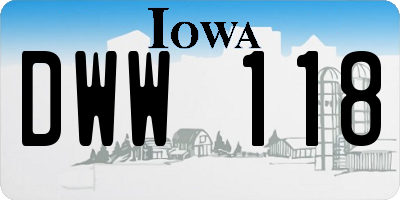 IA license plate DWW118