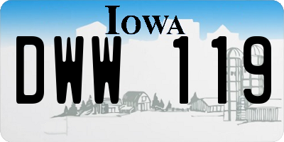 IA license plate DWW119