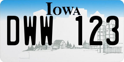 IA license plate DWW123