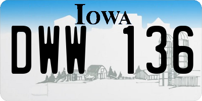 IA license plate DWW136
